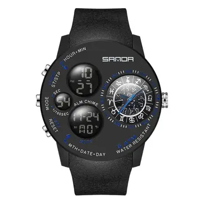 Sanda Black Multifunctional Electronic Watch for Men