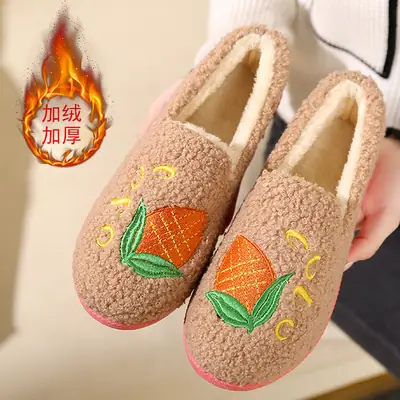 2025 Winter Cotton Fleece Slippers Brown Non-Slip
