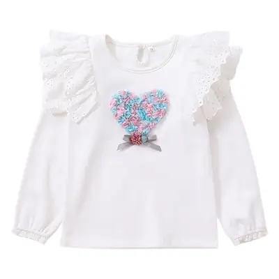 White Long Sleeve Lace Top for Girls 8+ Spring Autumn 2024