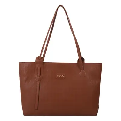 Women Large Capacity Leather Tote Bag Brown Handheld