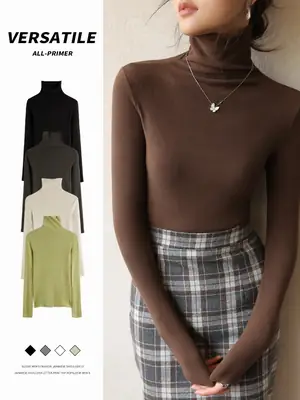 Women's High Collar German Velvet Shirt White Autumn Winter