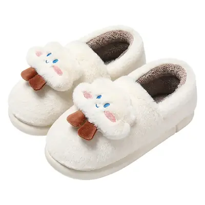 Women's Purple Plush Winter Slippers with Bow Decor