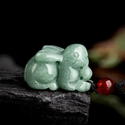 Natural Jade Rabbit Pendant for Men Women