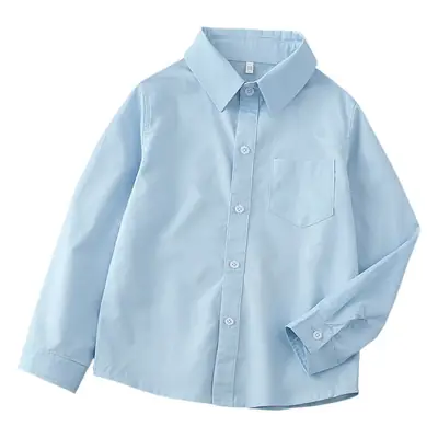 100% Pure Cotton Boys White Long Sleeve Collared Shirt