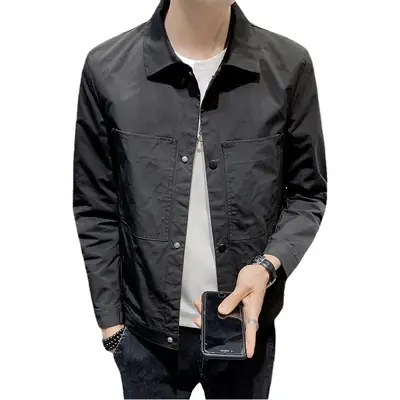 Men's Black Slim Fit Korean Style Jacket