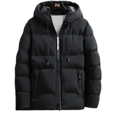 Men Hooded Puffer Coat Blue Winter Cotton Padded
