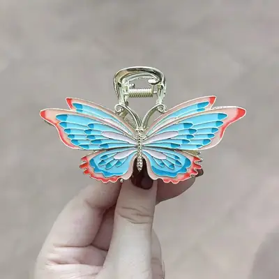 Guofeng Painted Metal Butterfly Hairpin with Tassel