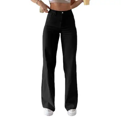 Women's Loose Slimming Jeans High Waist Straight Pants Set