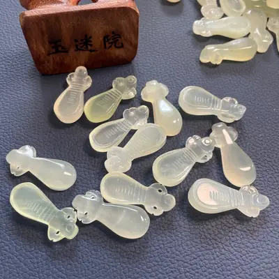Xiuyu Natural Jade Pipa Pendant Necklace 37x20x8mm