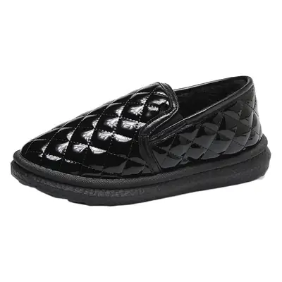 Women Winter Slip-On Loafers Black Plush Warm