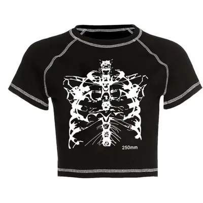 Black Skull Graphic Women's T-Shirt 250mm