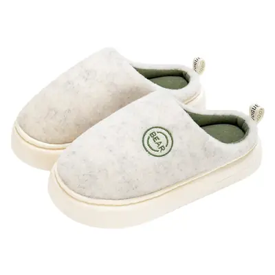 Women's Woolen Slip-On Slippers Winter Indoor Green Grey