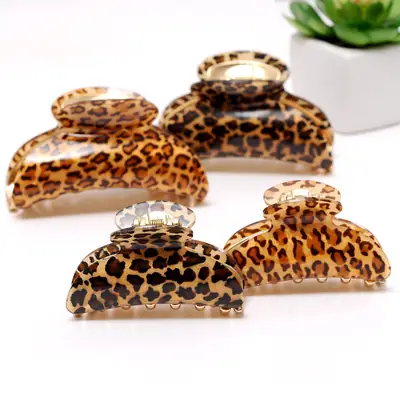 Leopard Print Acrylic Hair Clips for Women