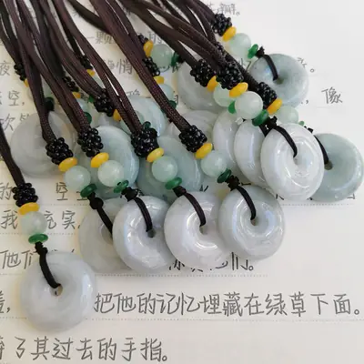 Oil Green Jade Peace Buckle Pendant Necklace