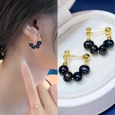 Natural Pearl Earrings Niche Design Elegant for Women 2024