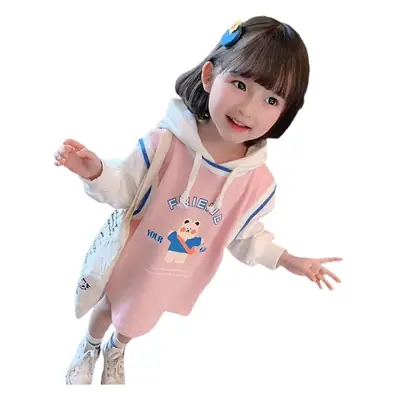 Baby Girl Hooded Sweatshirt Dress Pink Spring Autumn Wear