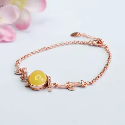 Rose Gold Yellow Amber Bracelet Full Design
