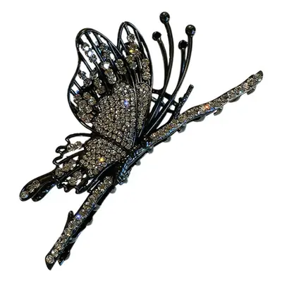 Black Rhinestone Butterfly Hairpin Clip Large Headwear
