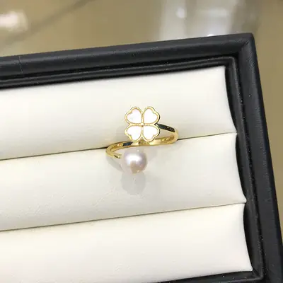Pearl Flower Ring 7mm Gold Plated Steamed Freshwater