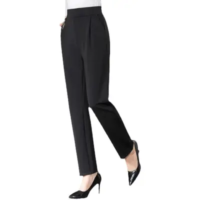 Women's Fleece Slim Fit Carrot Pants Black