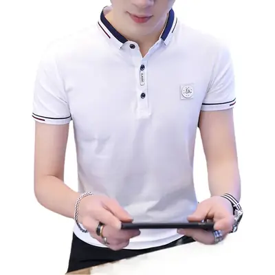 Men's White Polo T-Shirt with Brand Logo