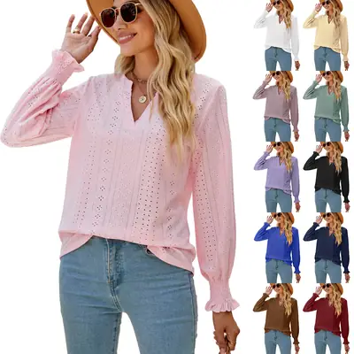 Purple Cut Out Lotus Leaf Long Sleeve Top