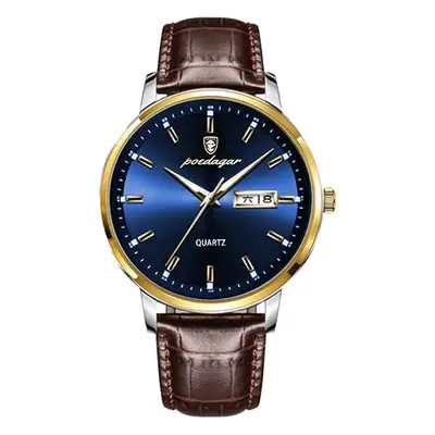 Men's Swiss Quartz Watch with Double Calendar Belt