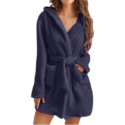 Warm Plush Hooded Cardigan Coat for Women Multi Color
