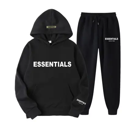Men Blue Essentials Hoodie Sweatshirt Set