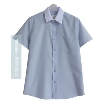 Women Blue Embroidered Short Sleeve Shirt