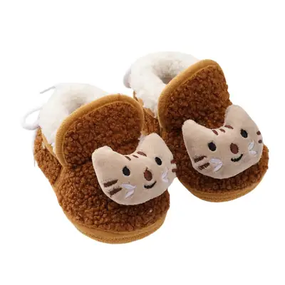 2022 autumn and winter New cute cartoon baby shoes 0-1 baby shoes fleece-lined soft bottom warm toddler shoes