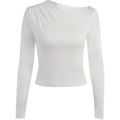 Black Long Sleeve Pleated Top with Slim Fit Bottom