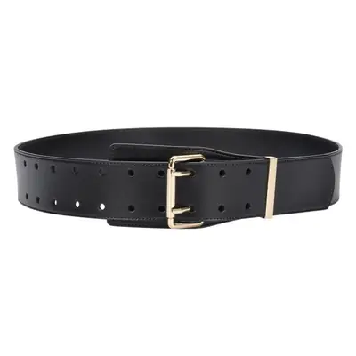 Black Women's Wide Belt with Gold Buckle