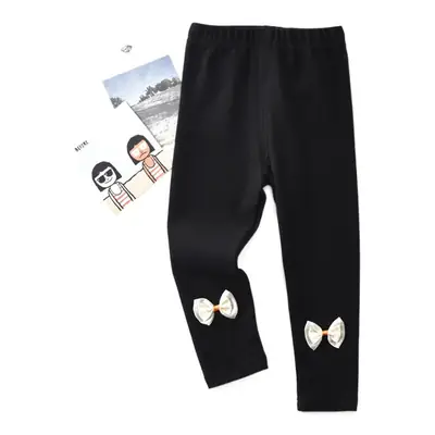 Girls' Bow Print Leggings Set Grey Black