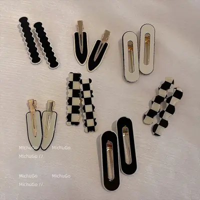Chessboard Plaid Hairpins Female Side Seamless Summer 2022