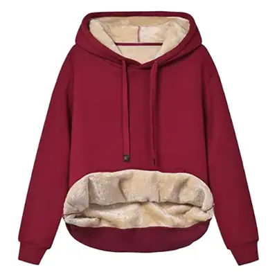 Women's Black Warm Hooded Sweatshirt with Fleece Lining