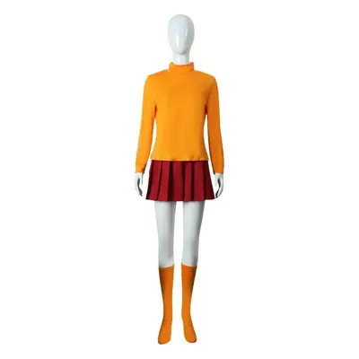 Scooby-Doo Velma Skirted Halloween Cosplay Suit Orange Red