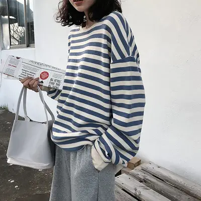 2025 Women Striped Long Sleeve T-Shirt Set