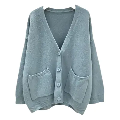 Women's Light Blue Knitted Cardigan 2025 Spring Fall