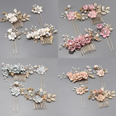 Antique Pearl Leaf Hair Comb for European American Brides