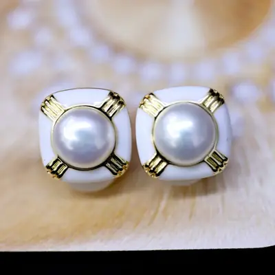 14K Gold Pearl Ear Clips for Women