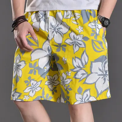 Men Cotton Beach Pants Large Size Fat Men Loose Casual Shorts