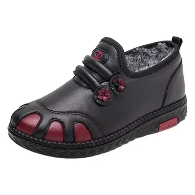 Winter Slip-on Snow Boots for Women Black Fleece Lined