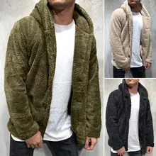 Men's Fleece Hooded Coat Olive Green Winter Warmth