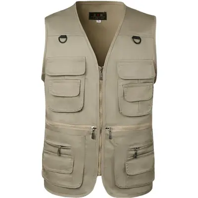 Men's Black Multi-Pocket Vest for Casual Outdoors