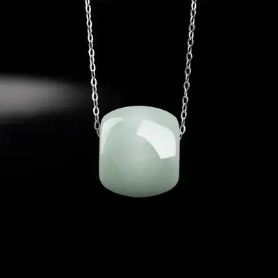 Natural Burma Jade Ice Transfer Beads Necklace Set