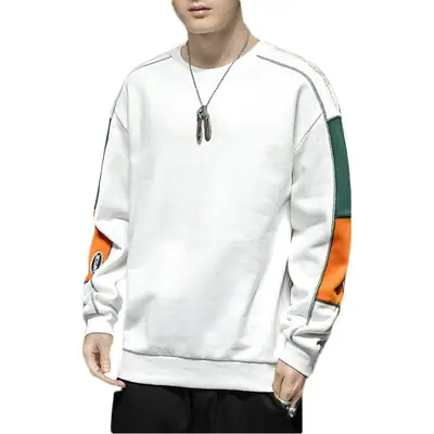 Men's White Green Orange Crewneck Sweatshirt