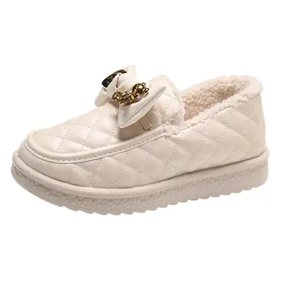 Winter Women's Fleece Slip-On Snow Boots White