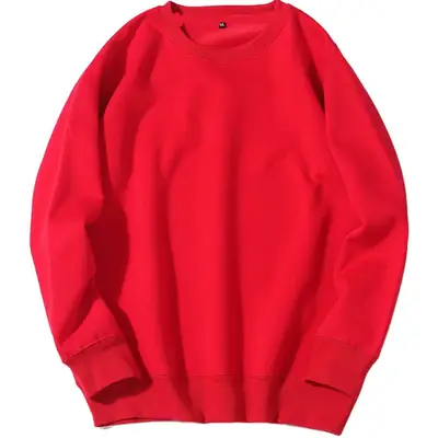 New Cross-Border Round Neck Sweatshirt Plus Velvet Spring and Autumn Solid Color