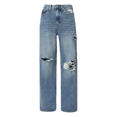 Women's Blue Ripped Denim Jeans Large Size Autumn 2022